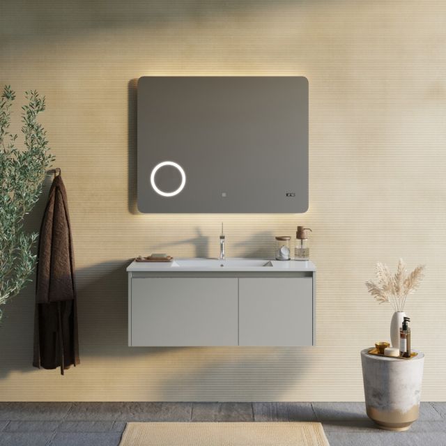 Mobile bagno sospeso 100cm sabbia con specchio touch led