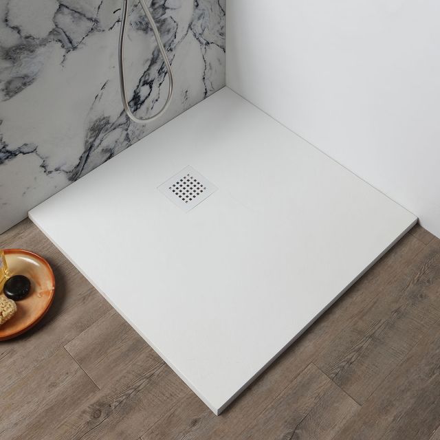 Bílá sprchová vanička s efektem kamene 80x80 Bílá sprchová vanička s efektem kamene 80x80