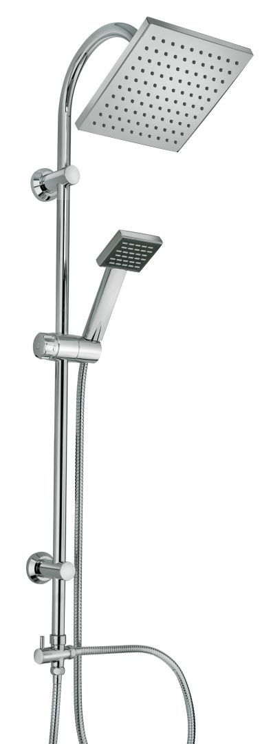 Accessorio per doccia, sistema con soffione e doccino quadrati