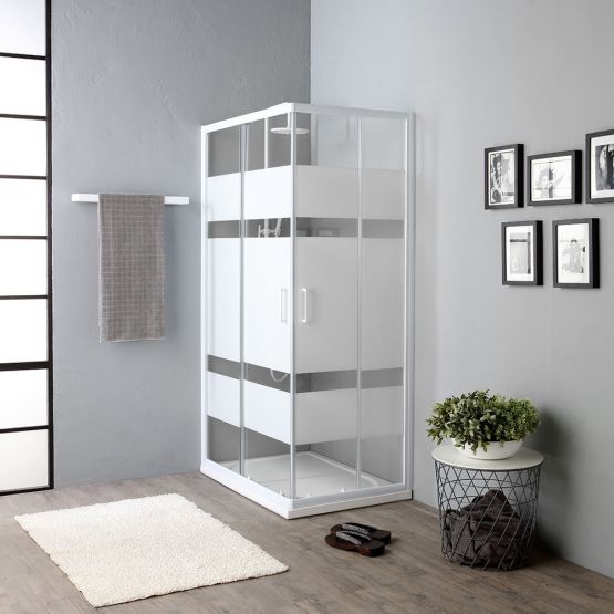 Box doccia 70x90 cm con fasce in serigrafia modello Venere 