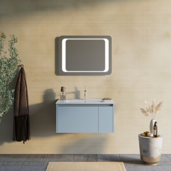 Arredo bagno sospeso 80cm con specchio a led